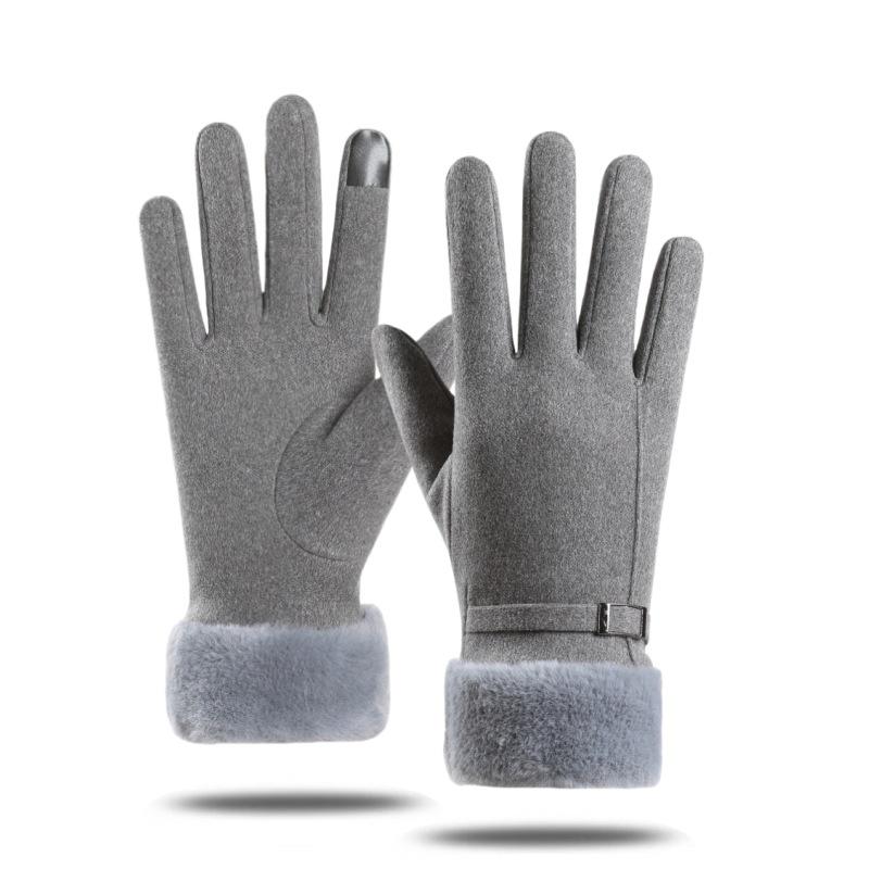 Neue Herbst- und Winterhandschuhe aus deutschem Fleece, warm, Outdoor, winddicht, Fleecehandschuhe, Damenstudenten-Fleecekragen, Radfahren, Touchscreen