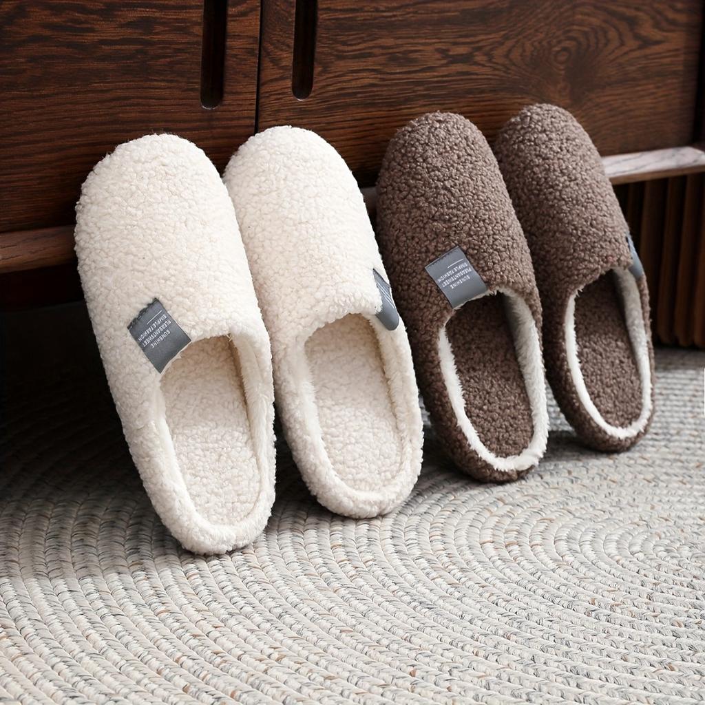 Home Slippers with Soft Sole, Simple, Lightweight, Fashionable, Furry, Elegant, College Style, Warm Slippers