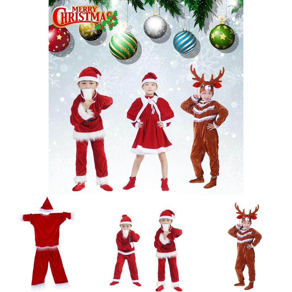 Extravagant Toddler Adult Elk Santa Claus Costume For Xmas Party