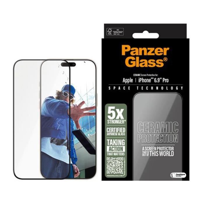 Protection d'Écran - PANZER GLASS - iPhone 16 Pro Max - Vitrocéramique - Oléophobe - Anti-rayures
