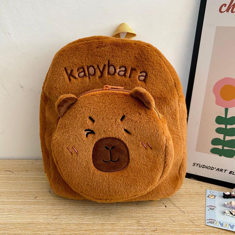 1Pc  Style Kapibala Doll Plush Backpacks Large Capacity Cartoon Capybara Backpack Plush Women Bag Gift For Kids