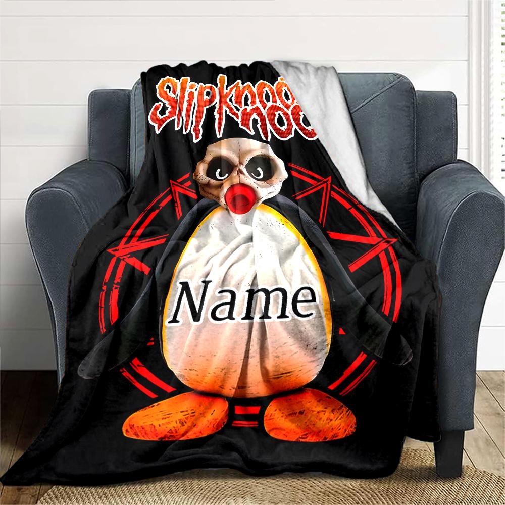Slipknot Penguin Four Seasons Blanket Customized With Your Name Lightweight And Warm Perfect Gift For Home Office Camping Sofa Travel Beach Multiple