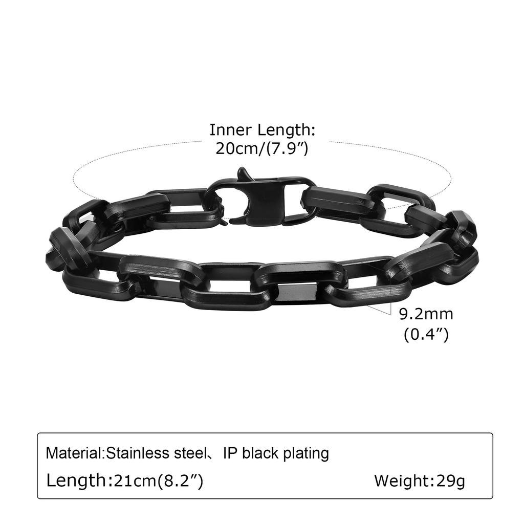 Casual Rectangle Chain Bracelets for Men Boys,Silver Color Stainless Steel Wristband,Punk Anniversary Jewelry Gifts