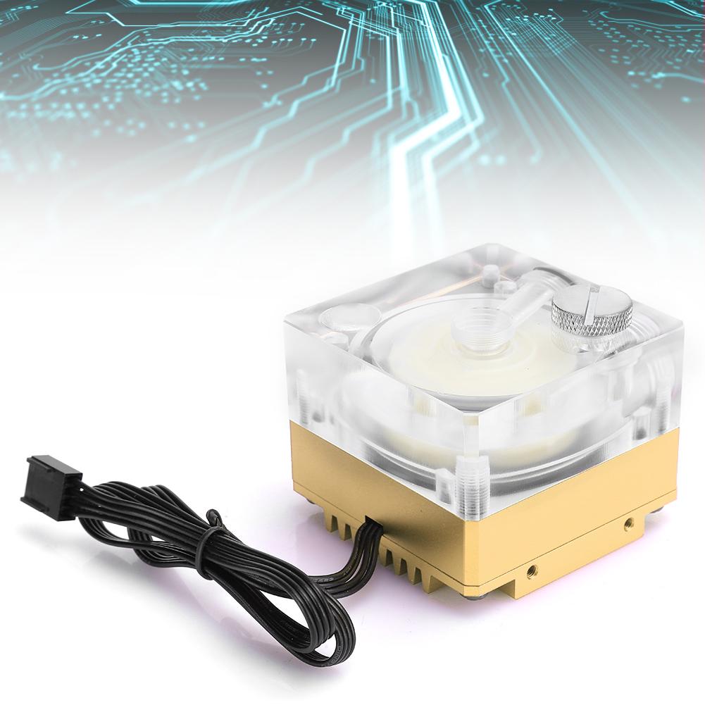 Water Cooling Pump Acrylic Aluminum Computer Accessory Heat Sink Mute for PWM Speed ControlGolden
