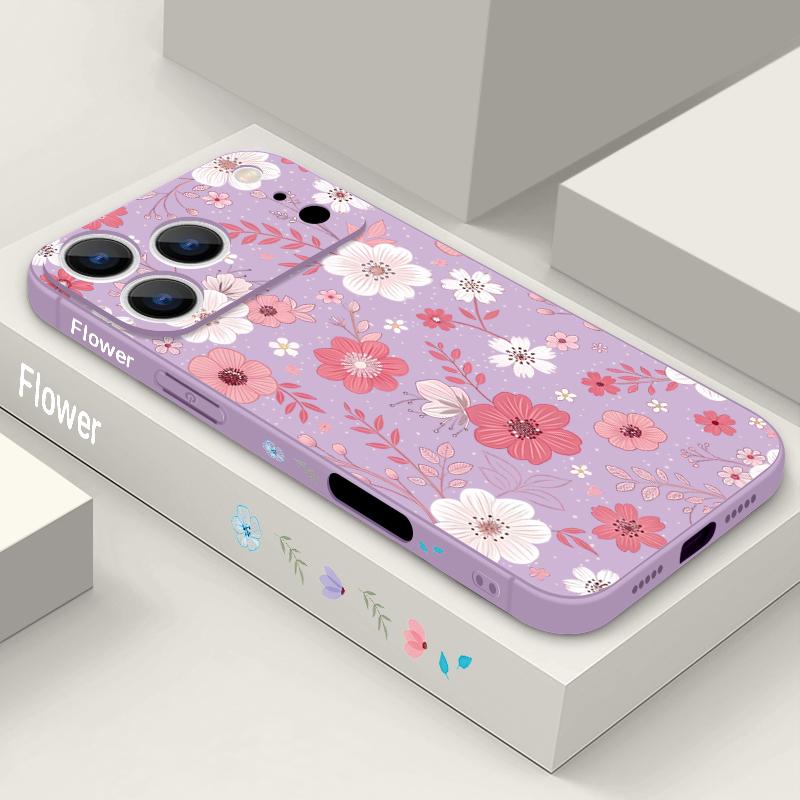 Colorful Flowers Pattern Lanyard Case For iPhone 17 Pro Max Funda iPhone 16 15 14 13 Pro Max 11 16E 17E Soft Silicone Cover