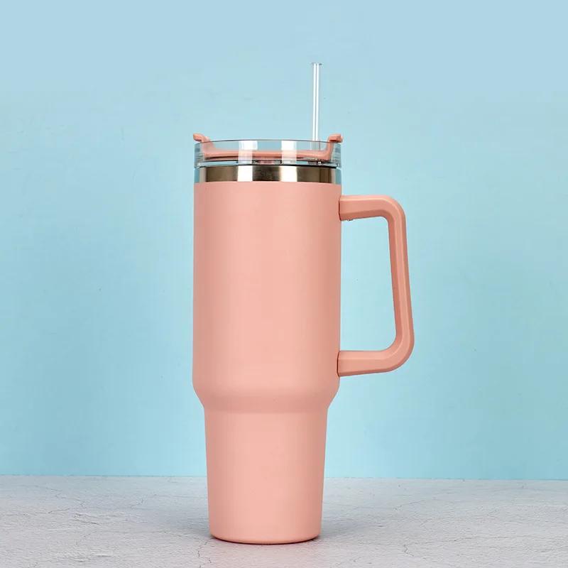 40oz Insulated Stainless Steel Tumbler With Handle Lid Straw Coffee Mug Termos Cup Cold Drink