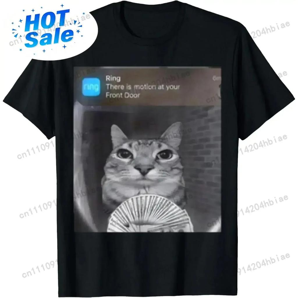 100 Cotton Ring Cat With Motion Meme Tshirt Fabric Unisexswear Casual Cotton Streetwear Soft Top