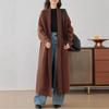 Autumn and winter new solid color commuting simple knitted cardigan women's loose lazy style long sweater jacket