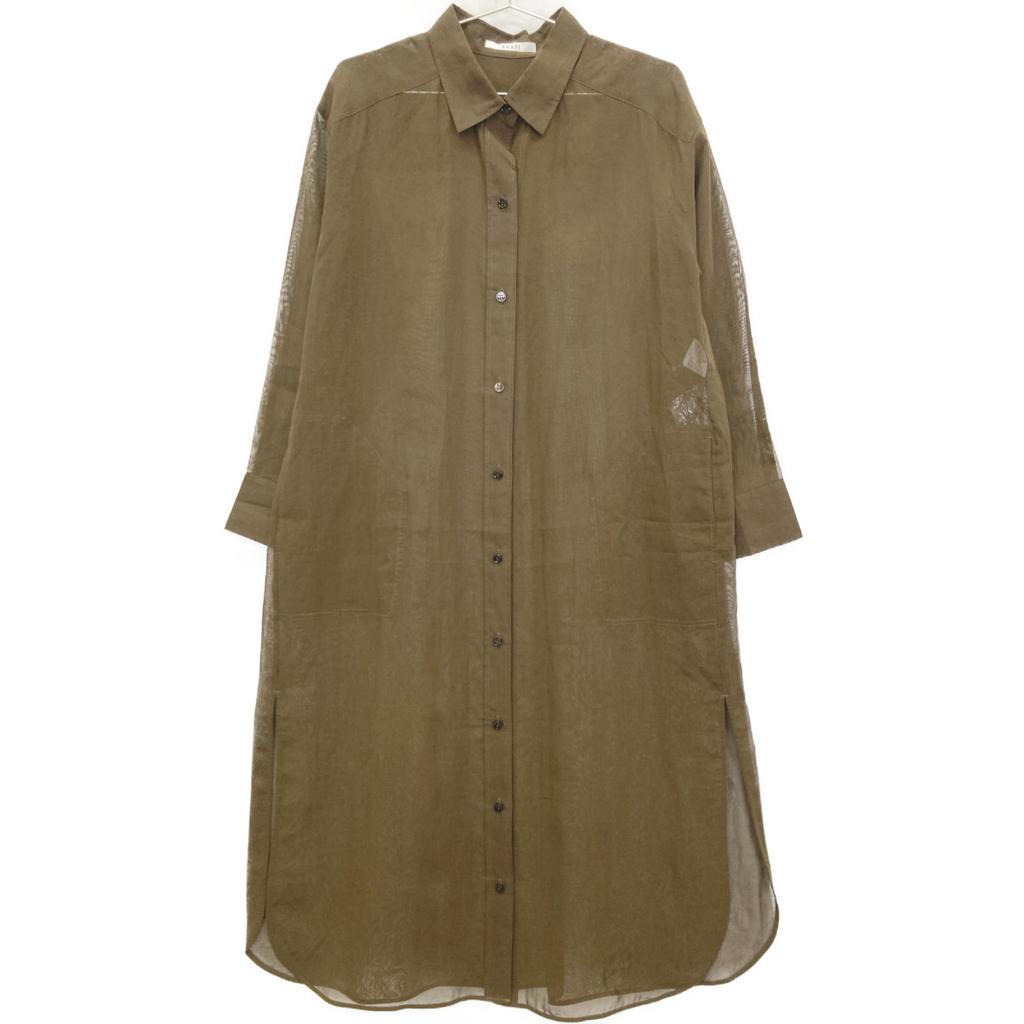 ANAYI [10211714340] Cotton Sheer Shirt Dress 36 BrownUsed