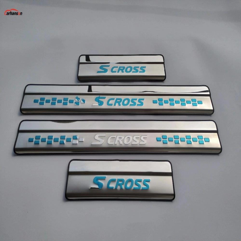 Car Styling For Suzuki Sx4 2014- Accessories Scross S-Cross S Cross Stainless Door Sill Protector Pedal Plate Cover