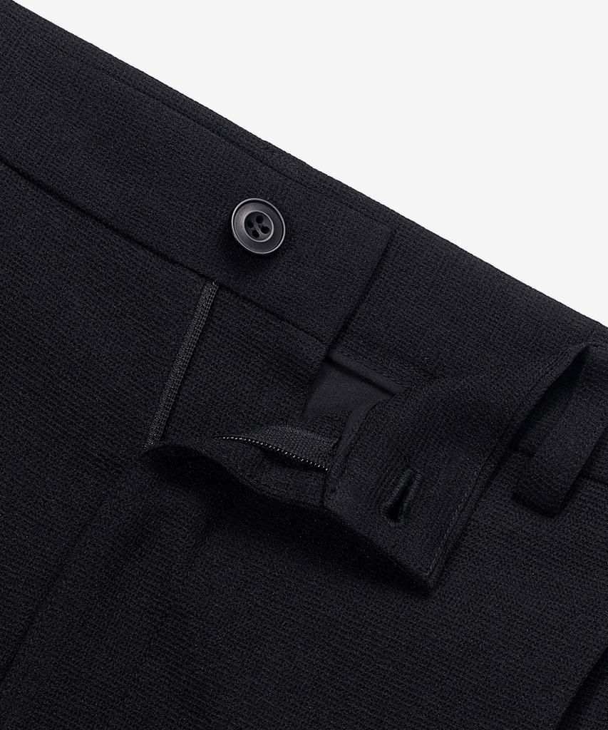 MINDBRIDGE [Couture] Black One-Tuck Relaxed Fit Modified Texture Elastic Waist Pants