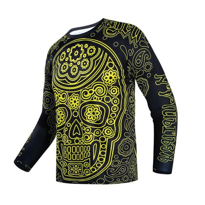 Personalized Skull-headed Downhill Suit Breathable Quick-dry Mountain Cross-country Motorcycle Riding Long-sleeved T-shirt Bicycle Shirt
