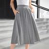 Women'S Solid Color Midi Skirt High Waisted A Line With Pockets Casual Elegant Skirt