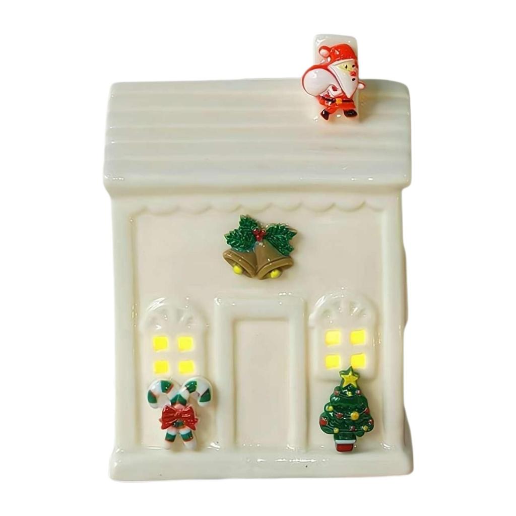 Ceramic Christmas Village House White LED Warm Lights for Party Table Winter