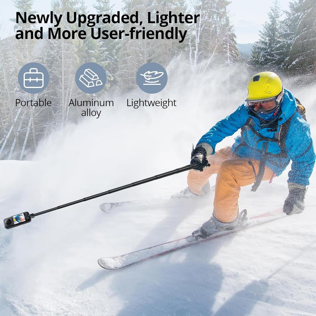 150/170/200cm Invisible Selfie Stick, Extendable Monopod Pole, Solid and Compact Design for Insta360, GoPro, DJI