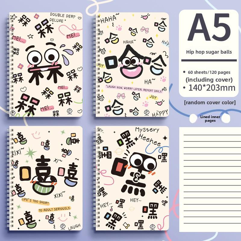 Coil Thickened Paper Hard Shell Cover Student Horizontal Line Cute Animal Notebook Notepad