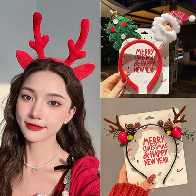 Cartoon 3D Spring Christmas Headband Christmas Hat Fluffy Santa Claus Hairband Deer Ear Cosplay Prop Xmas Hair Accessories
