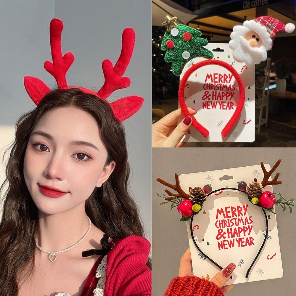 Christmas Hat Christmas Headband 3D Spring Xmas Hair Accessories Cartoon Santa Claus Hairband