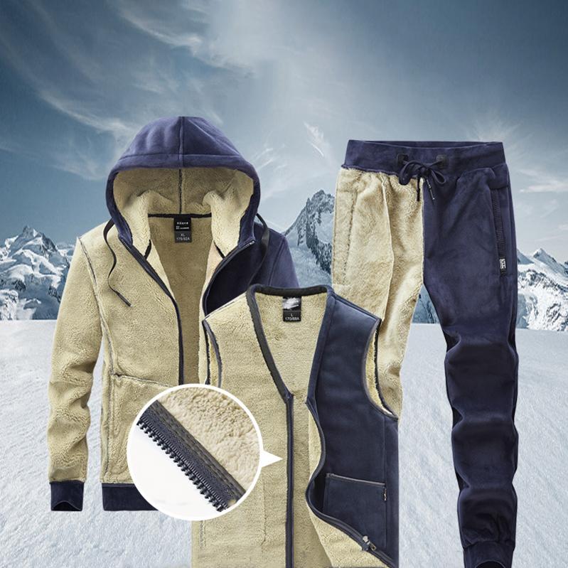 Men's Hoodies VestsXWinter Velvet Thick Tracksuit Casual Wool Men Warm
