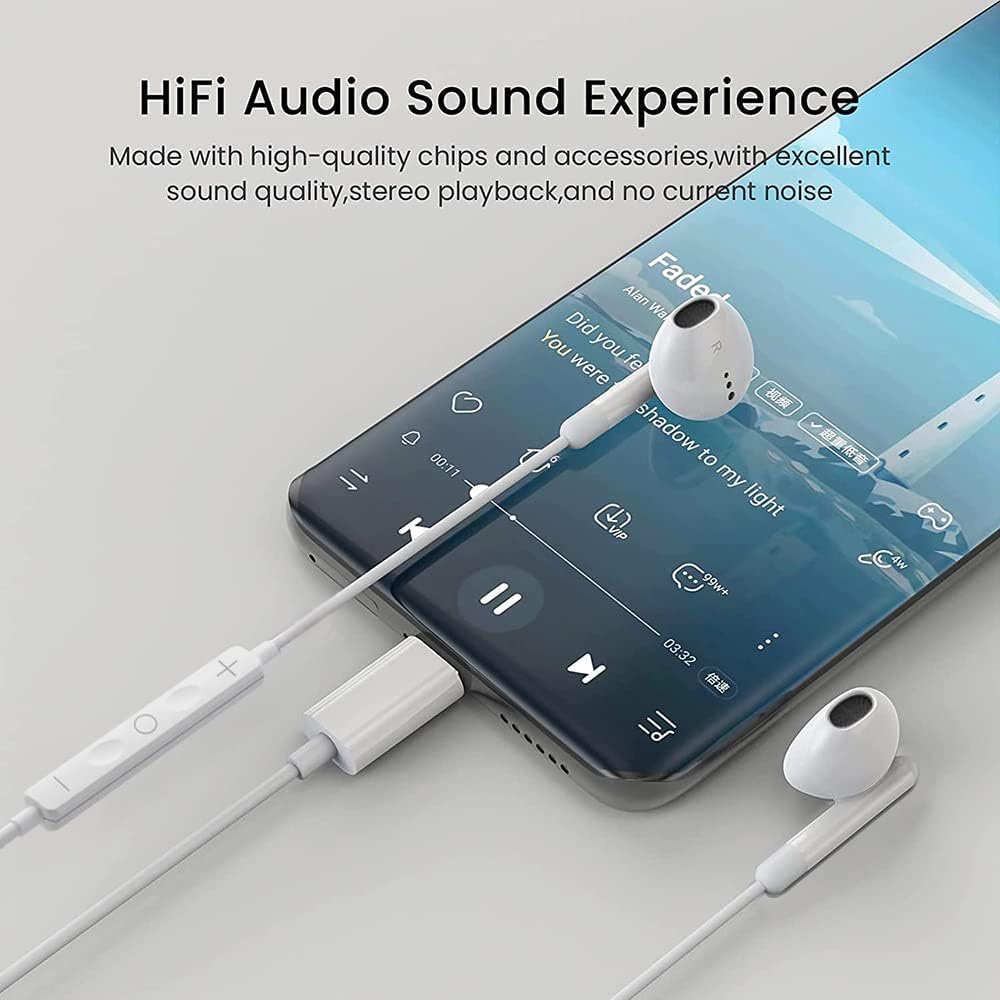 Latest Earphones Compatible with iPhone 15 Wired Earphones High Sensitivity Karaoke MEMS Microphone Compatible with White [2024 Model] Type-C Type-C