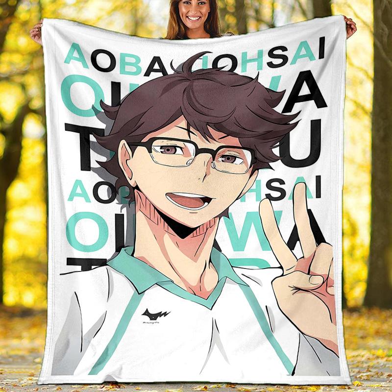 1pc Oikawa Tooru2 Theme Blanket - Digital Print, Polyester, Cozy for All Seasons, Perfect for Outdoor, Camping, and Travel