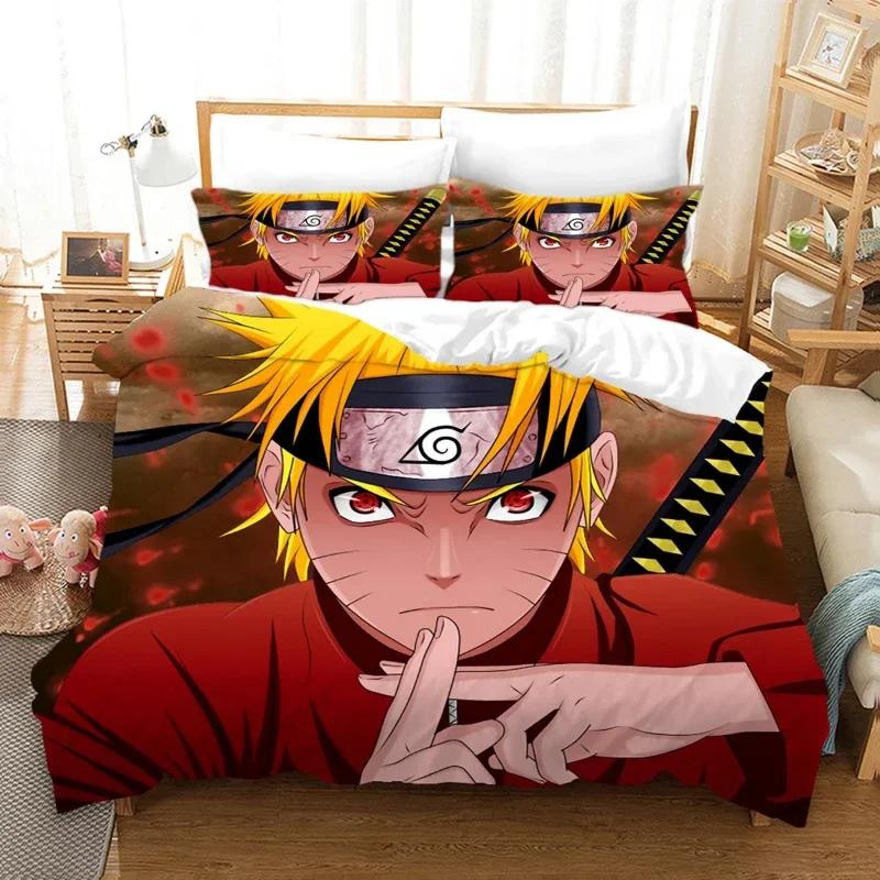 Anime Naruto Bedding Set Double Duvet Cover Comforter Akatsuki Itachi Sasuke Kakashi Sheet Bedspread Birthday Christmas Gift