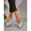 Scarpe da Lavoro da Ballo Basse con Strass Appuntati per Donna, Bocca Bassa Texture Metallica