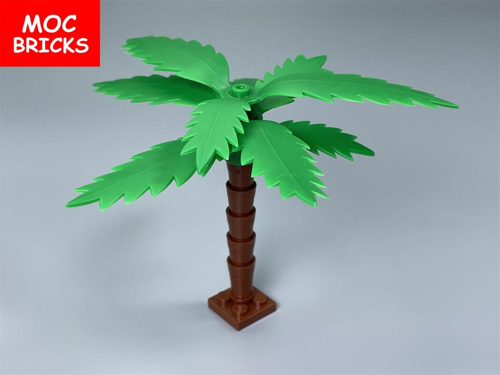 MOC Blocks Beach Ocean Palm Torso Pants Muscle Figure Ski Glasses Particles Assembled Construction Bricks Children's Playthings