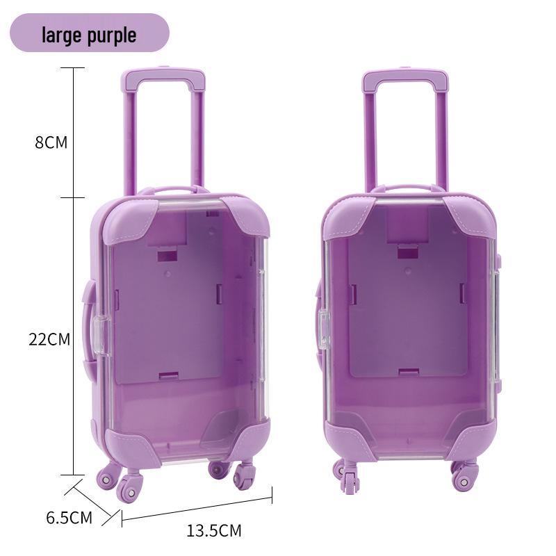 

Мини Прозрачный Чемодан на Колесиках Кукольный домик Хранение Макияжа и Ресниц Игрушка для Игры фиолетовый