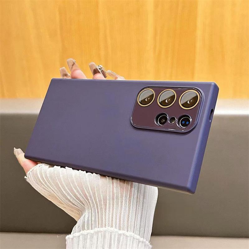 

Подходит для Samsung S25 Ultra Чехол для мобильного телефона с ощущением кожи S24 Кристальная пленка для объектива A16 Жидкий S23 Силиконовый мягкий чехол A55 A13/A04/A04S