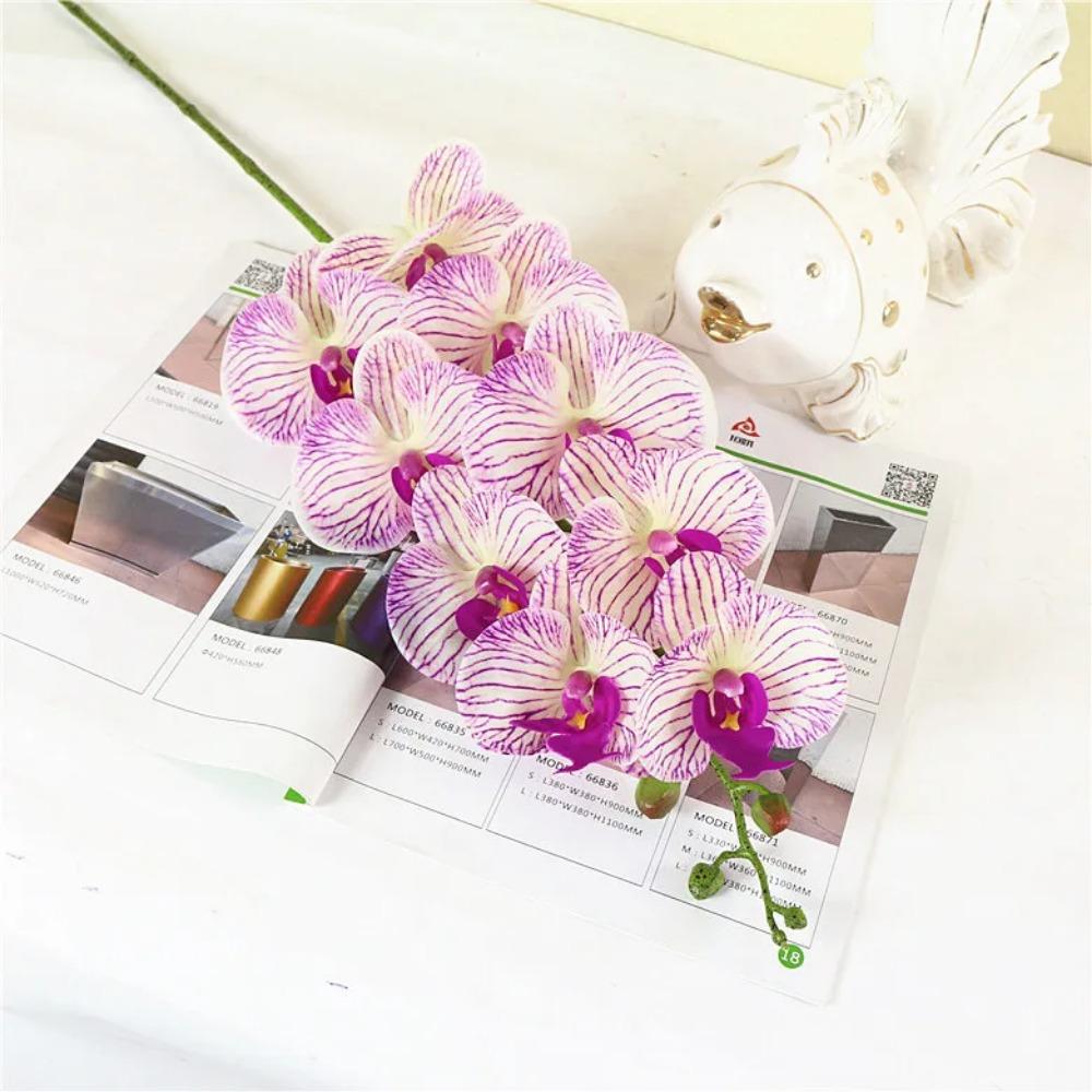 Latex 9-Heads Artificial Butterfly Orchid  3Dprint  Large Size  Fake Phalaenopsis Silicon PU Real Touch Wedding Home Decor