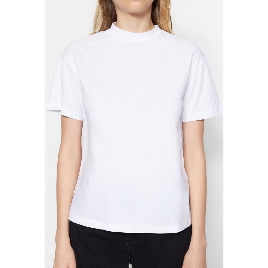 Weiß-schwarzes 2er-Pack Basic-Strick-T-Shirt mit Stehkragen aus 100 % Baumwolle Twoss20ts1500