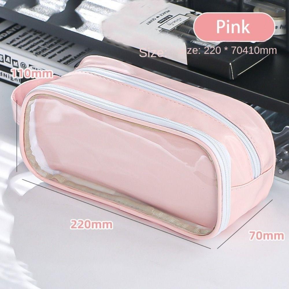 

Transparent Pencil Box Multi-functional Pen Case New Pencil Case Students рожевий