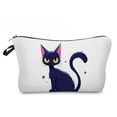 Bolsa de Cosméticos con Estampado de Gato Negro para Mujer Organizador de Artículos de Tocador Estuche de Almacenamiento de Viaje 6964
