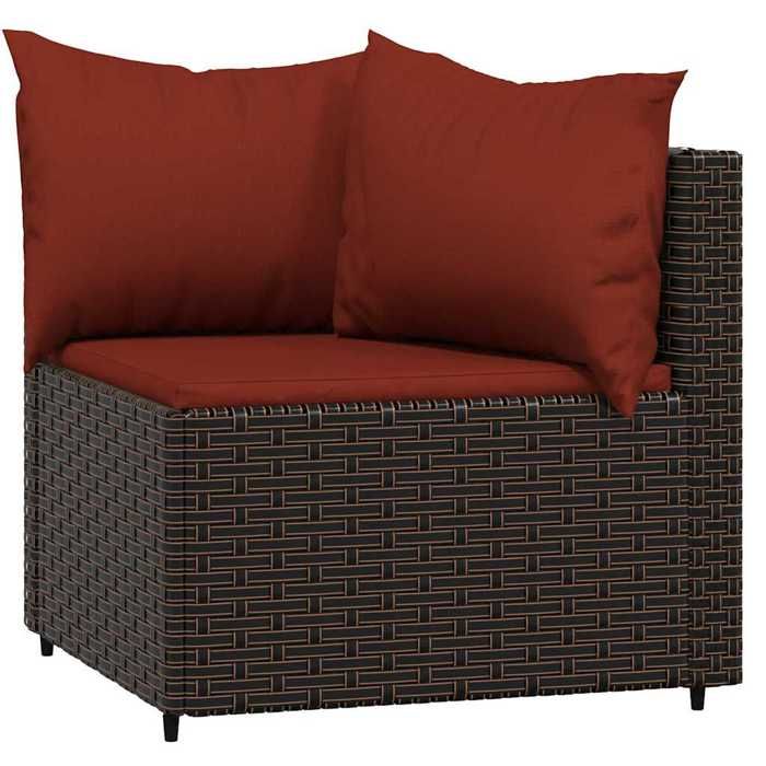VidaXL Garden Corner Sofas and Cushions 2pcs Brown Wicker, Sofa, Garden Sofa, Sectional Corner Sofa, 319822