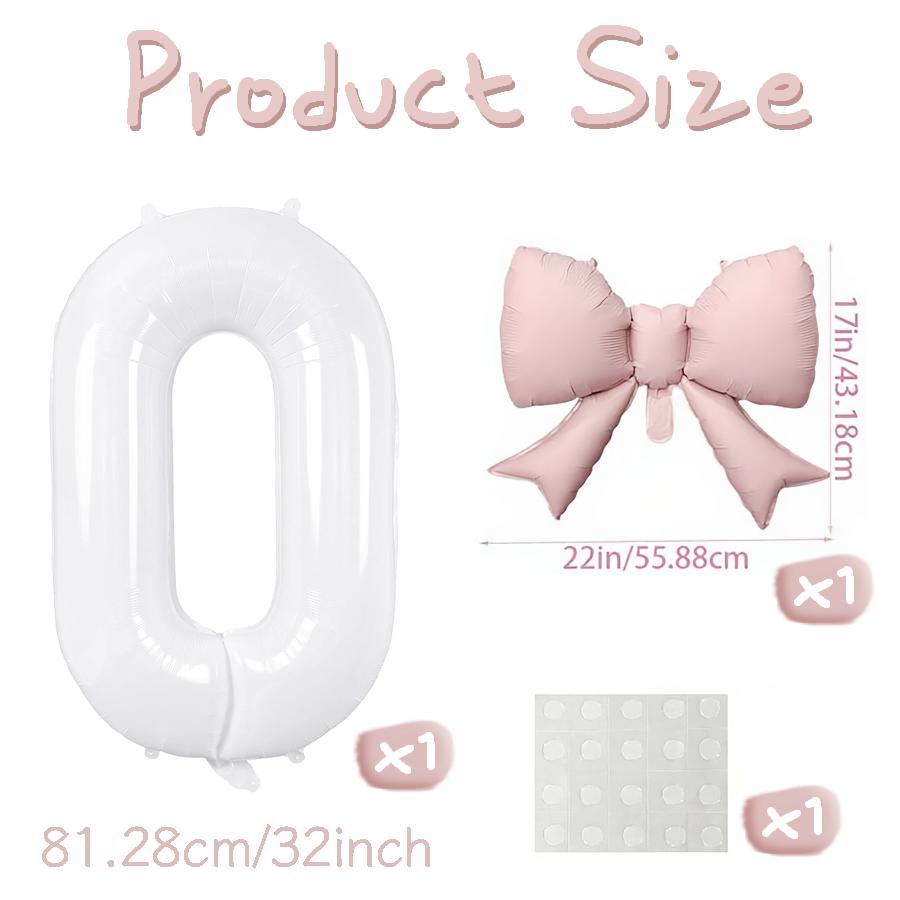 Number balloon set baby pink bow balloon ,white and pink balloon birthday proposal, weddingballoon decoration