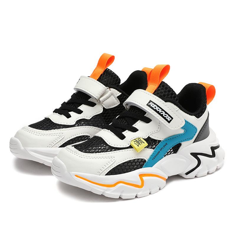 

Фуцзянь 2025 осенний бренд для детей среднего и старшего возраста, детская спортивная двойная сетка, дышащая, легкая, с мягкой подошвой, кампус, новинка, для мальчиков 40