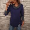 Women's Top Korean Contrasting Color Splicing Sweater Spring and Autumn Versatile Half-turtleneck