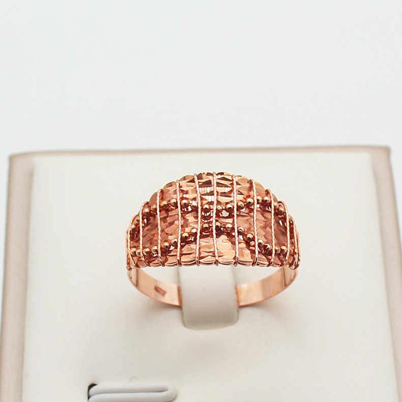 Фиолетовое Золото Матовая Круглая Бусина Полая Кольцо Темперамент Атмосферное Покрытие Розовым Золотом Кольцо с Бусиной Украшение open and adjustable