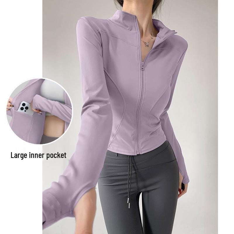 Damska kurtka do jogi z długim rękawem, szybkoschnąca, do biegania i fitnessu