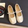 French Great-looking Flat-soled Silver Single Shoes Women's New Summer Skirt Mary Jane Shoes Ballet Evening Shoes