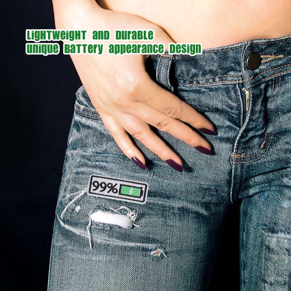 6Pcs Polyester Iron On Patches Battery Level Indicator Sew On Patches Embroidered Patches For Jeans