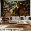 VIKAMA Treehouse Staircase Library Tapestry Forest Style Study Decor Backdrop Bedroom Headboard Wall Cloth Dorm Wall Decoration