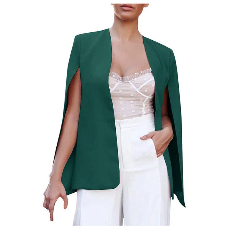 

Short Solid Color Cloak Jacket for Women Short Pure Color Cloak Coat Casual Green XL