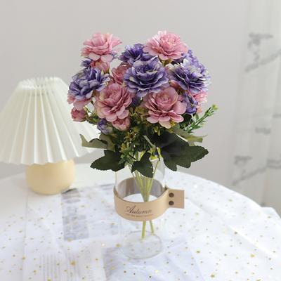 Artificial Flower Vivid Decorative Portable 6 Heads Peony Fake Plant for Wedding