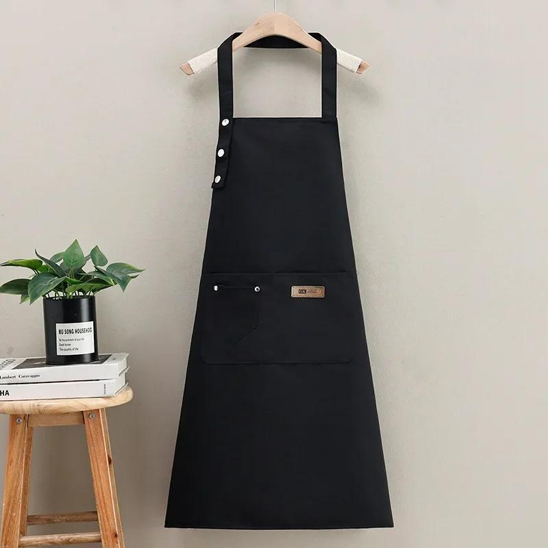 Chef Waiter Cafe Shop Waiter Pure Color Cooking Kitchen Apron For Woman BBQ Hairdresser Aprons Bibs Kitchen Accessory