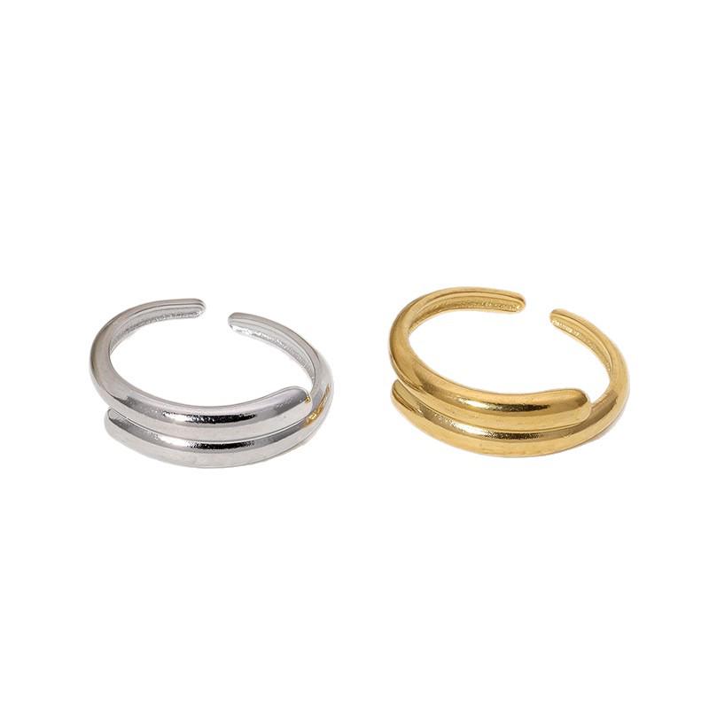 Minimalist Stainless Steel Adjustable Open Ring - Versatile High-End Titanium Jewelry for Women