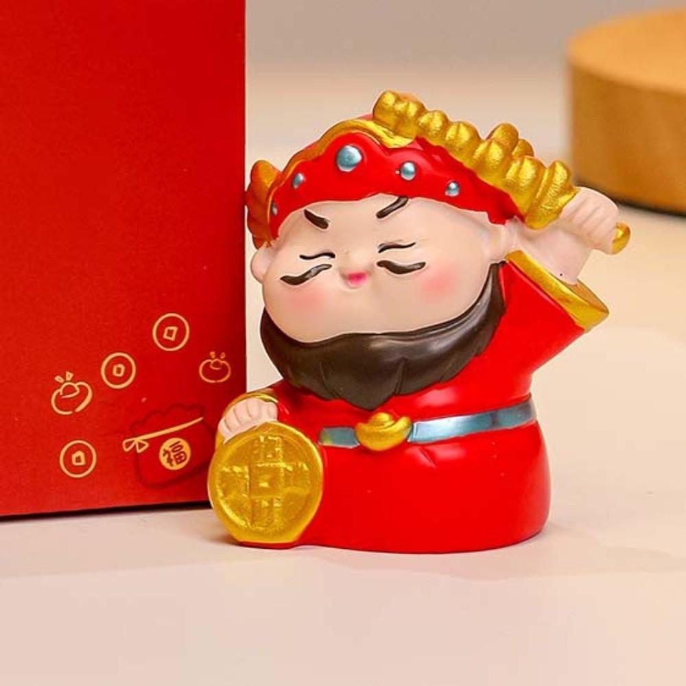 Guanyin Chinese Wealth God Ornament Resin New Year Mascot Doll Table Desk