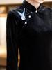 Bei Zhi Yun Retro Velvet Mid-Sleeve Cheongsam - Autumn 2025, Black, Comfortable