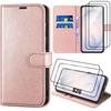 Case for Samsung Galaxy S26, Anti-Scratch Shockproof Synthetic Leather Pink - 2 Tempered Glasses